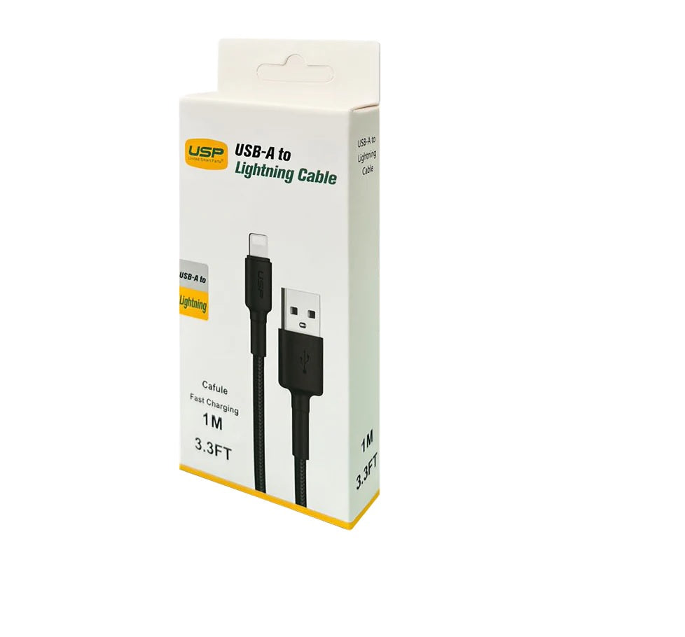 USP BoostUp Lightning to USB-A Cable (1M) - Black, Quick Cable Charge & Connect, 2.4A Rapid Charge, Durable & Reliable, Nylon Weaving USP BoostUp Lightning to USB-A Cable (1M) - Black, Quick Cable Charge & Connect, 2.4A Rapid Charge, Durable & Reliable, Nylon Weaving